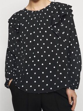 NWT Gap Polka Dot Flowy Ruffle Blouse Top
